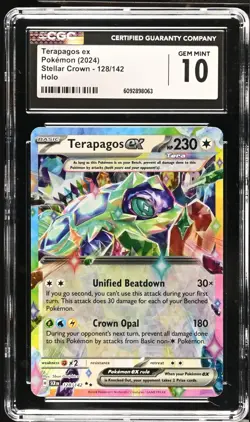CGC 10 Terapagos ex 128/142 Stellar Crown Full Art Double Rare Pokemon Card - Image 1