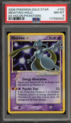 Pokemon Mewtwo Gold Star EX Holon Phantoms Holo Ultra Rare #103 PSA 8 - Image 1