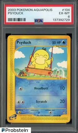 2003 Pokemon Aquapolis #104 Psyduck PSA 6 EX-MT - Image 1