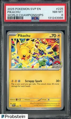 2025 Pokemon SVP EN World Championships #225 Pikachu PSA 8 NM-MT - Image 1