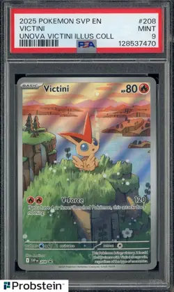 2025 Pokemon SVP EN Unova Victini Illustration Collection #208 Victini PSA 9 - Image 1