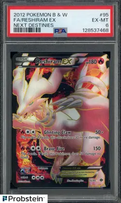 2012 Pokemon B & W Next Destinies #95 FA Reshiram EX PSA 6 EX-MT - Image 1