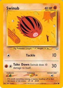 Swinub 57/64 Common Neo Revelation Pokemon LP - Image 1