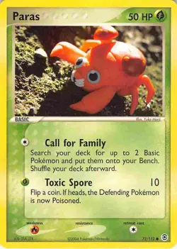 Paras 72/112 Common FireRed & LeafGreen Pokemon LP - Image 1