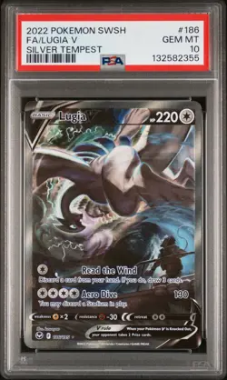 2022 POKEMON SWORD & SHIELD SILVER TEMPEST #186 FULL ART/LUGIA V PSA 10 - Image 1