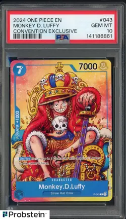 2024 One Piece EN Convention Exclusive #043 Monkey D. Luffy PSA 10 GEM MINT - Image 1