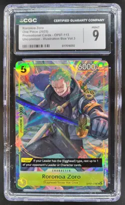 2025 ONE PIECE RORONOA ZORO ILLUSTRATION BOX PROMO OP07-113 CGC 9 A PT - Image 1