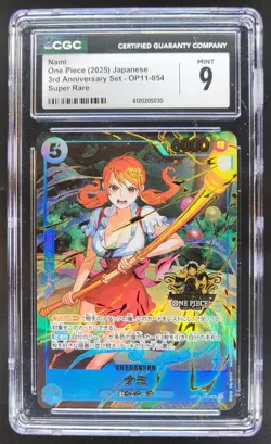 2025 ONE PIECE JAPANESE NAMI SUPER RARE 3RD ANNIVERSARY OP11-054 CGC 9 A PT - Image 1