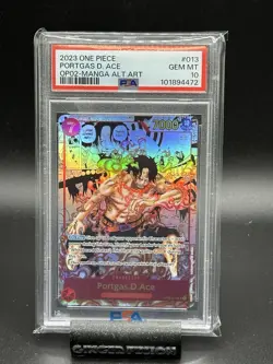 2023 One Piece Paramount War Portgas D Ace ENG Manga Alt Art #OP02-013 PSA 10 - Image 2