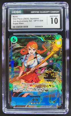 2025 ONE PIECE JAPANESE NAMI SUPER RARE 3RD ANNIVERSARY OP11-054 CGC 10 A PT - Image 1
