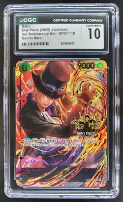 2025 ONE PIECE JAPANESE SABO 3RD ANNIVERSARY SECRET RARE OP07-118 CGC 10 A PT - Image 1