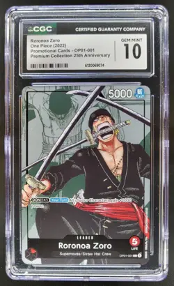 2022 ONE PIECE RORONOA ZORO 25TH ANNIVERSARY OP01-001 CGC 10 B PT - Image 1