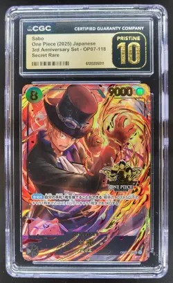 2025 ONE PIECE JAPANESE SABO SECRET RARE OP07-118 CGC 10 PRISTINE A PT - Image 1