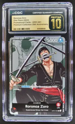 2022 ONE PIECE JAPANESE RORONOA ZORO MANGA ALT ART OP01-001 CGC 10 PRISTINE B PT - Image 1