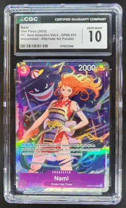 2025 One Piece Best Selection Vol.4 Nami Rare Alt Art #OP09-070 CGC 10 A PT - Image 1