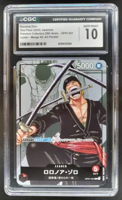 2022 ONE PIECE JAPANESE RORONOA ZORO MANGA ALT ART OP01-001 CGC 10 B PT - Image 1