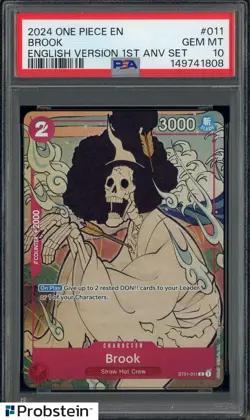 2024 One Piece EN English Version 1st Anv Set #011 Brook PSA 10 GEM MINT - Image 1