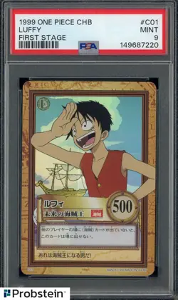 1999 One Piece CHB First Stage #C01 Luffy PSA 9 MINT - Image 1