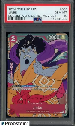 2024 One Piece EN English Version 1st Anv Set #005 Jinbe PSA 10 GEM MINT - Image 1