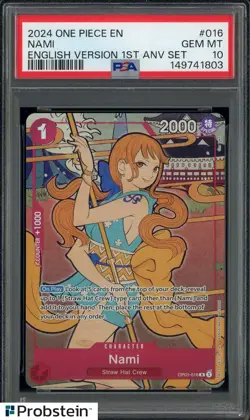 2024 One Piece EN English Version 1st Anv Set #016 Nami PSA 10 GEM MINT - Image 1