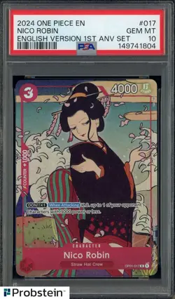 2024 One Piece EN English Version 1st Anv Set #017 Nico Robin PSA 10 GEM MINT - Image 1