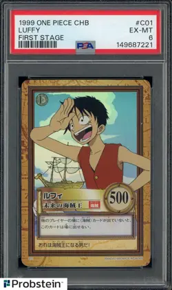1999 One Piece CHB First Stage #C01 Luffy PSA 6 EX-MT - Image 1