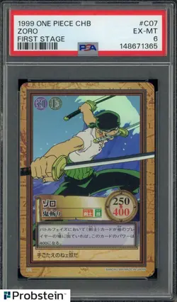 1999 One Piece CHB First Stage #C07 Zoro PSA 6 EX-MT - Image 1