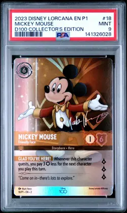 2023 DISNEY LORCANA EN P1-PROMO #18 MICKEY MOUSE - FRIENDLY FACE PSA 9 - Image 1