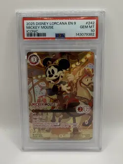 2025 DISNEY LORCANA EN 9-FABLED ICONIC MICKEY MOUSE - BRAVE LITTLE PRINCE PSA 10 - Image 1