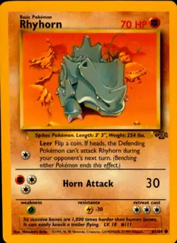 Vintage Rhyhorn 61/64 WOTC Pokemon Card Jungle Set NM Near Mint - Image 1