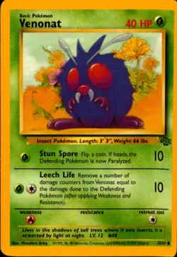 Venonat 63/64 Jungle Unlimited WOTC Pokemon Card 1999 - Image 1
