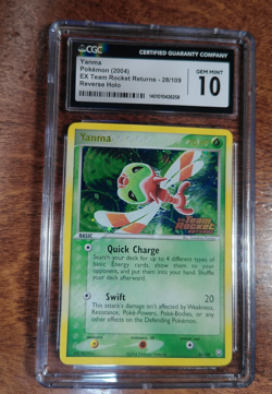 CGC 10 Yanma Reverse Holo 28/109 Ex Team Rocket Returns 2004 Pokemon Card - Image 1