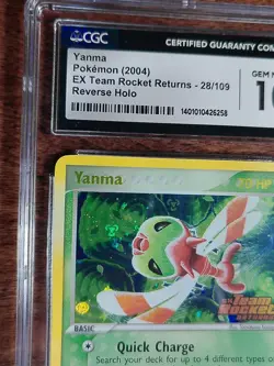 CGC 10 Yanma Reverse Holo 28/109 Ex Team Rocket Returns 2004 Pokemon Card - Image 3