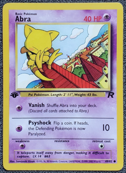 1st Edition Abra - Team Rocket - #49/82 - Vintage Pokemon Card 2000 WOTC - Image 1