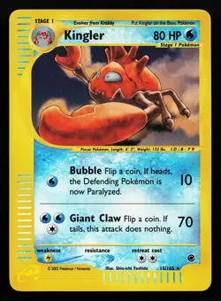 Kingler 15/165 Reverse Holo Rare Expedition Pokemon Card - Image 1