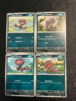 x4 paldean Wooper Dark poison fish cute cards in a pond all different mix lot - Image 1