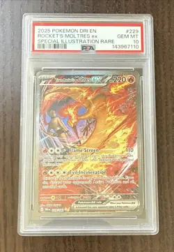 Pokemon Team Rocket's Moltres ex #229/182 Destined Rivals PSA 10 GEM MINT - Image 1