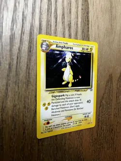 Pokemon Ampharos Neo Genesis SWIRL Holo Rare Unlimited Card 1/111 English NM - Image 3