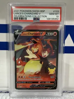 Lance's Charizard V PSA 10 2021 Pokemon Celebrations Collection Promo SWSH133 - Image 1