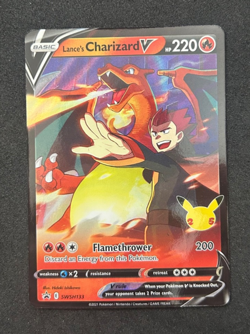 2021 POKEMON BLACK STAR PROMO CELEBRATIONS SWSH133 LANCE'S CHARIZARD V - VERY LP - Image 1