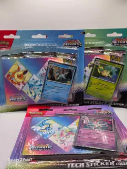 Pokemon TCG Prismatic Evolutions Tech Sticker Collection Set Lot Of 3 Sealed New - Image 1