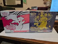 No Reserve 2 Boxes Pokemon White Flare ETB & SURGING SPARKS . FACTORY SEALED. - Image 1