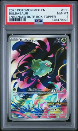 Pokemon Mega Evolutions Bulbasaur 133/132 Enhanced Topper Promo Stamped PSA 8 - Image 1