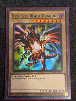 Yugioh Red-Eyes Black Dragon LDS1-EN001 Ultra Rare 1st Ed Green NM - Image 1