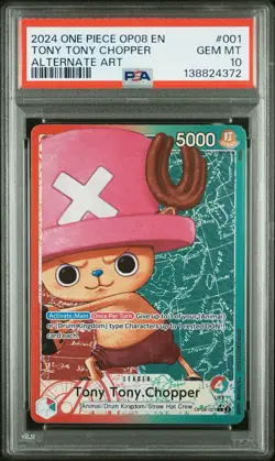 2024 One Piece TCG Tony Tony Chopper PSA 10 Leader Alt Art OP08-001 Two Legends - Image 2