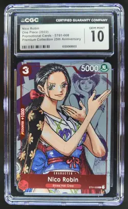 2022 ONE PIECE NICO ROBIN 25TH ANNIVERSARY PROMO ST01-008 CGC 10 A PT - Image 1