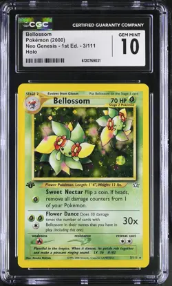 CGC 10 Bellossom 3/111 Holo SWIRL 1st Edition Neo Genesis Pokemon Card - Image 1