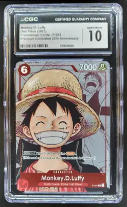 2022 One Piece Premium Card 25th Anniversary Monkey D. Luffy Promos CGC 10 A PT - Image 1