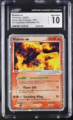 CGC 10 GEM MINT Moltres ex Black Star Promo 031 Holo Pokemon Card - Image 1