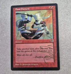 GOLD SIGNED UNPLAYED NM Magic MTG Mirage Final Fortune D. ALEXANDER GREGORY VTG - Image 1